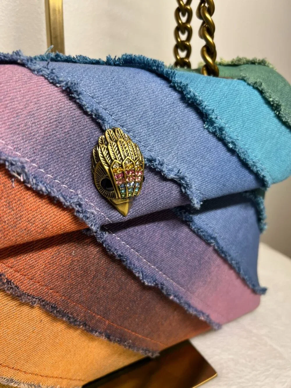 KURT GEIGER Large Kensington Multicolor Denim Crossbody Bag NWT - Picture 3 of 16